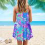 Trippy Hippie Neon Mushroom Strap Summer Dress