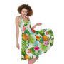 Tropical Aloha Pineapple Pattern Print Sleeveless Knee Length Dress