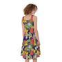 Tropical Alstroemeria Pattern Print Sleeveless Knee Length Dress