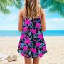 Tropical Flowers Hibiscus Spaghetti Strap Summer Dress