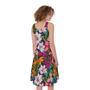 Tropical Flowers Pattern Print Sleeveless Knee Length Dress