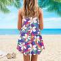 Tropical Flowers With Leaves Spaghetti Strap Summer Dress