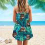 Tropical Hawaii Cat Spaghetti Strap Summer Dress