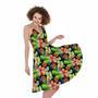 Tropical Hawaii Flowers Pattern Print Sleeveless Knee Length Dress