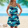 Tropical Hibiscus Palm Trees At Sunset Spaghetti Strap Summer Dress