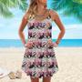 Tropical Leaves Seamless Pattern Spaghetti Strap Summer Dress