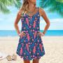 Tropical Parrots Pattern Spaghetti Strap Summer Dress