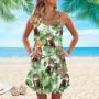 Tropical Pineapple Maine Coon Cat Spaghetti Strap Summer Dress