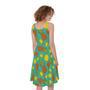 Tropical Pineapples Pattern Print Sleeveless Knee Length Dress