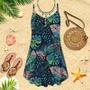 Tropical Plants Seamless Spaghetti Strap Summer Dress