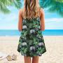 Tropical Rhino Wild Animals Plant Floral Spaghetti Strap Summer Dress