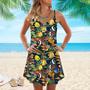 Tropical Sea Fish Pattern Spaghetti Strap Summer Dress