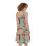 Tropical Tiki Pattern Print Sleeveless Knee Length Dress