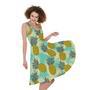 Tropical Vintage Pineapple Pattern Print Sleeveless Knee Length Dress