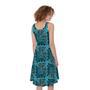 Turquoise African Ethnic Pattern Print Sleeveless Knee Length Dress