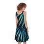 Turquoise Tropical Leaves Print Sleeveless Knee Length Dress