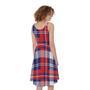 USA Plaid Pattern Print Sleeveless Knee Length Dress