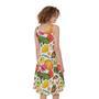 Vegan Fruits And Vegetables Print Sleeveless Knee Length Dress