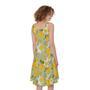 Vintage Daffodil Flower Pattern Print Sleeveless Knee Length Dress