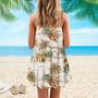 Vintage Palm Leaves Island Spaghetti Strap Summer Dress