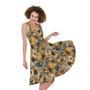 Vintage Sunflower Pattern Print Sleeveless Knee Length Dress