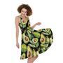 Watercolor Avocado Print Sleeveless Knee Length Dress