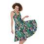 Watercolor Blooming Cactus Print Sleeveless Knee Length Dress