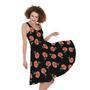 Watercolor Carnation Pattern Print Sleeveless Knee Length Dress