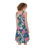 Watercolor Chrysanthemum Pattern Print Sleeveless Knee Length Dress