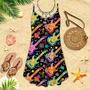 Watercolor Electric Guitar Spaghetti Strap Summer Dress