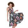 Watercolor Lily Flowers Pattern Print Sleeveless Knee Length Dress