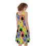 Watercolor Monster Pattern Print Sleeveless Knee Length Dress