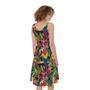 Watercolor Parrot Pattern Print Sleeveless Knee Length Dress