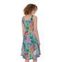 Watercolor Tropical Patchwork Print Sleeveless Knee Length Dress