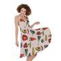 Watercolor Vegan Pattern Print Sleeveless Knee Length Dress