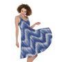 Wavy Shibori Pattern Print Sleeveless Knee Length Dress