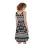 White And Black Knitted Pattern Print Sleeveless Knee Length Dress