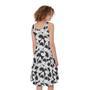 White And Grey Shark Pattern Print Sleeveless Knee Length Dress