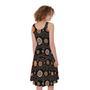 White And Orange Aboriginal Dot Print Sleeveless Knee Length Dress