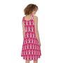 White And Pink Breast Cancer Print Sleeveless Knee Length Dress