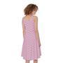 White And Pink Zigzag Pattern Print Sleeveless Knee Length Dress