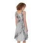 White Dark Grey Marble Print Sleeveless Knee Length Dress