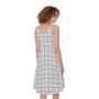 White Tattersall Pattern Print Sleeveless Knee Length Dress