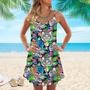 White Tiger Tropical Spaghetti Strap Summer Dress