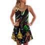 Wine Rum Christmas Neon Art Drinking - V-Neck Sleeveless Cami Dress