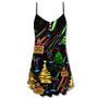 Wine Rum Christmas Neon Art Drinking - V-Neck Sleeveless Cami Dress