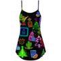 Wine Tequila Christmas Neon Art Drinking - V-Neck Sleeveless Cami Dress