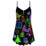 Wine Tequila Christmas Neon Art Drinking - V-Neck Sleeveless Cami Dress