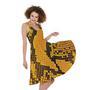 Yellow And Black Snakeskin Print Sleeveless Knee Length Dress