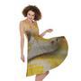 Yellow And White Python Snake Print Sleeveless Knee Length Dress